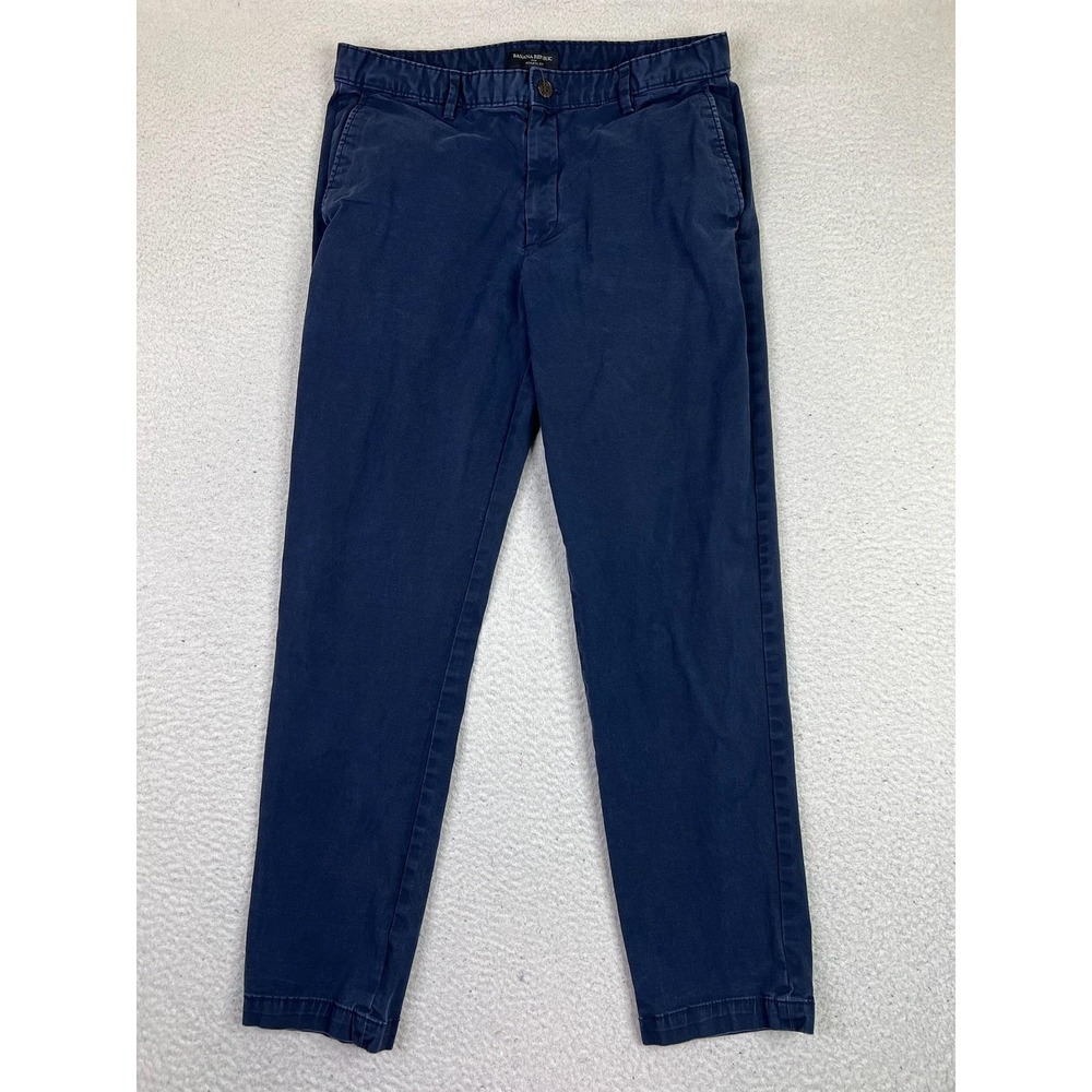 Banana Republic Athletic Lived-In Chino Pants Mens 34x32 Blue Stretch Tapered